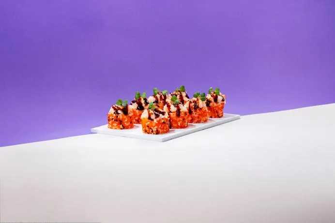 Запечённый с лососем и гребешком