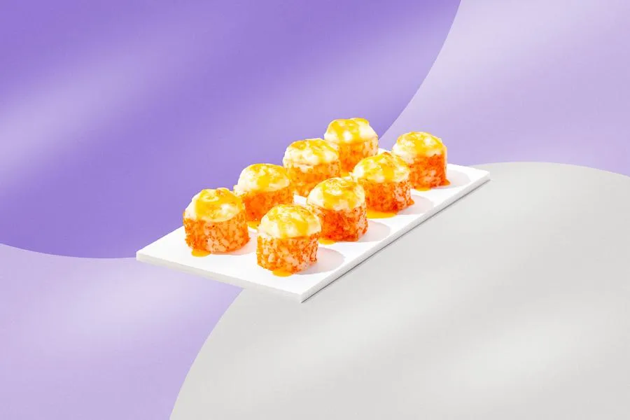 Запеченный с креветкой и соусом сладкий чили